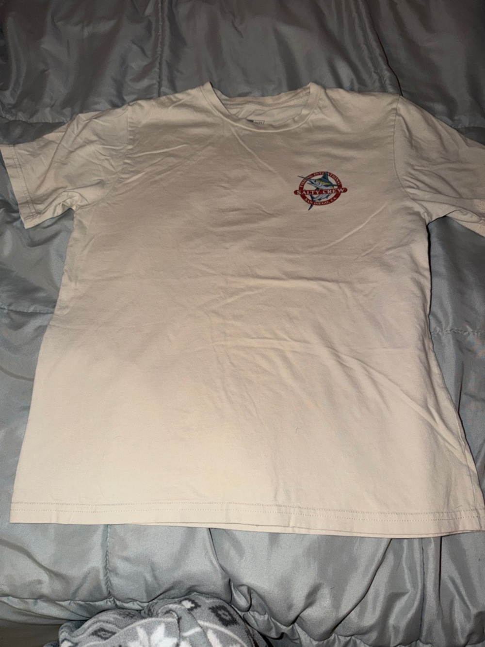 Salty Crew Cream Short Sleeve Tee with Small Multicolor Chest Logo